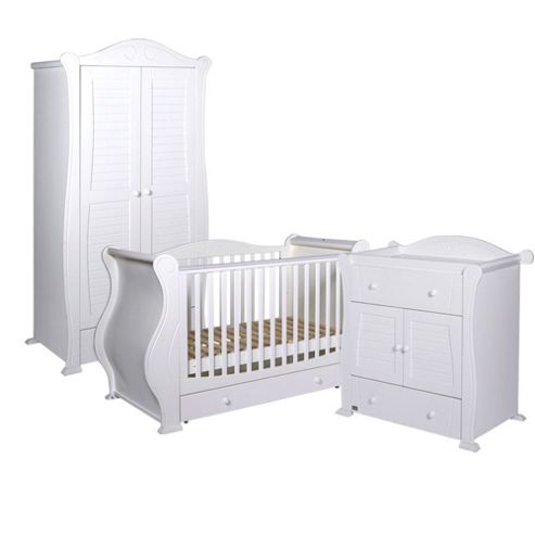 Image of Tutti Bambini Marie 3 Piece Sleigh Room Set, White