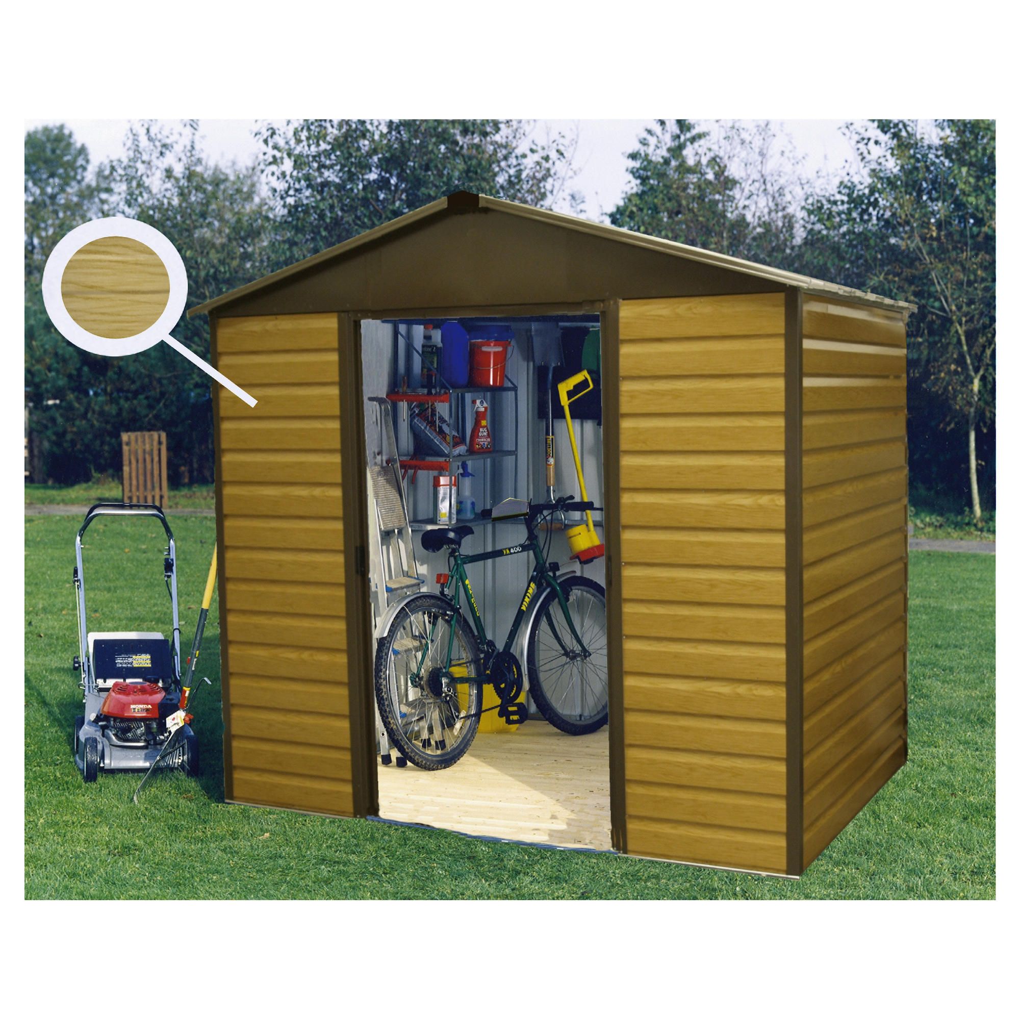  shiplap shed this is an attractive 10x8 metal shed with a woodgrain