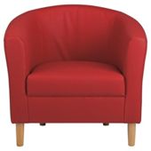 Tub Chair Leather Effect Red