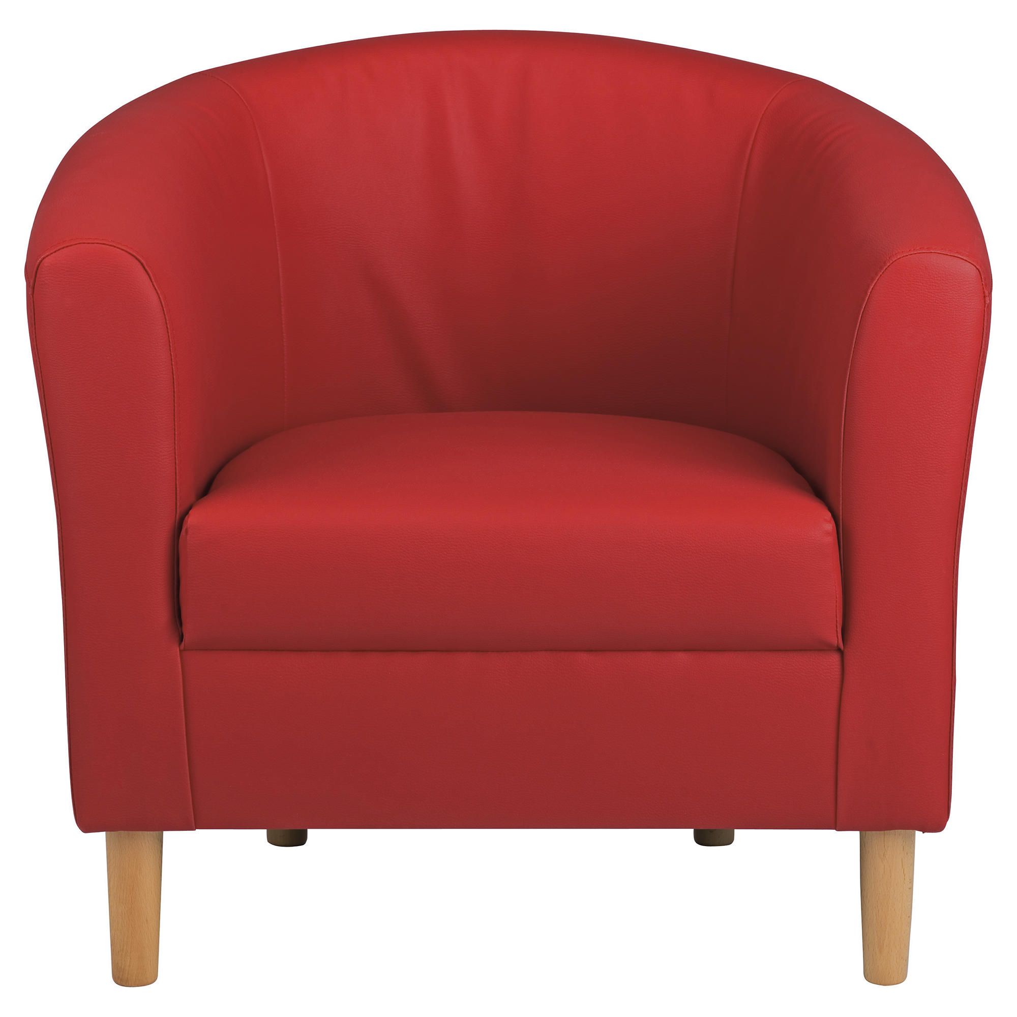 Tub Chair Leather Effect Red