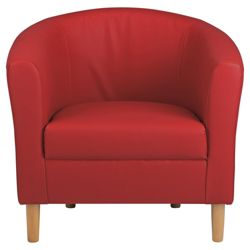 Tub Chair Leather Effect Red
