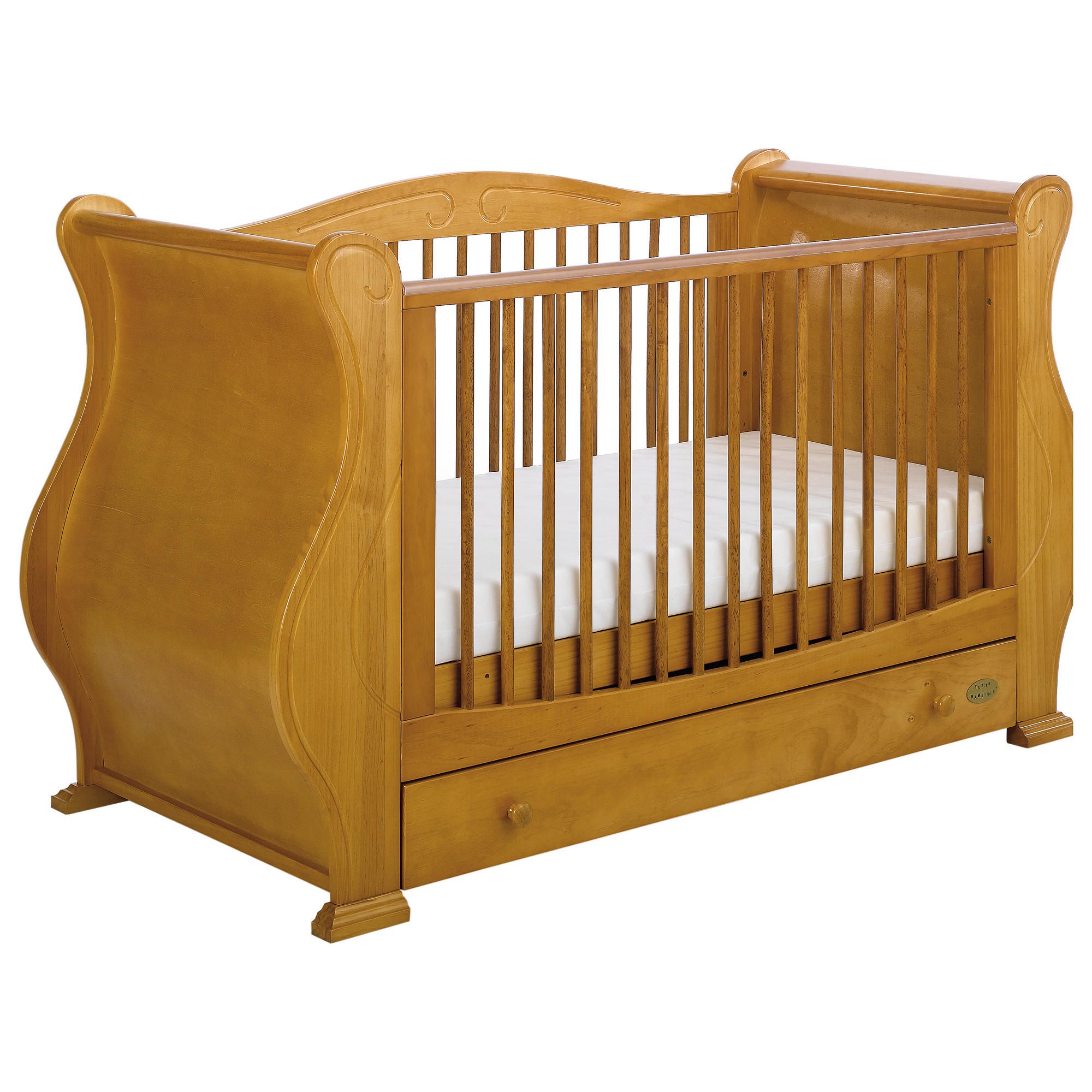 Tutti Bambini Louis Fix Side Sleigh Marie Cot Bed, Natural at Tescos Direct