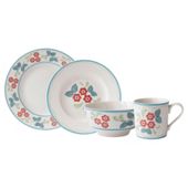 Johnson Bros Farmhouse Kitchen 16 Piece, 4 Person Red Daisy Dinner Set