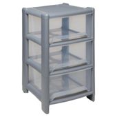 Wham 3 drawer tower, clear & silver