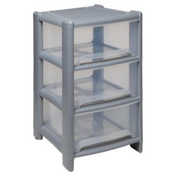 Wham 3 drawer tower, clear & silver
