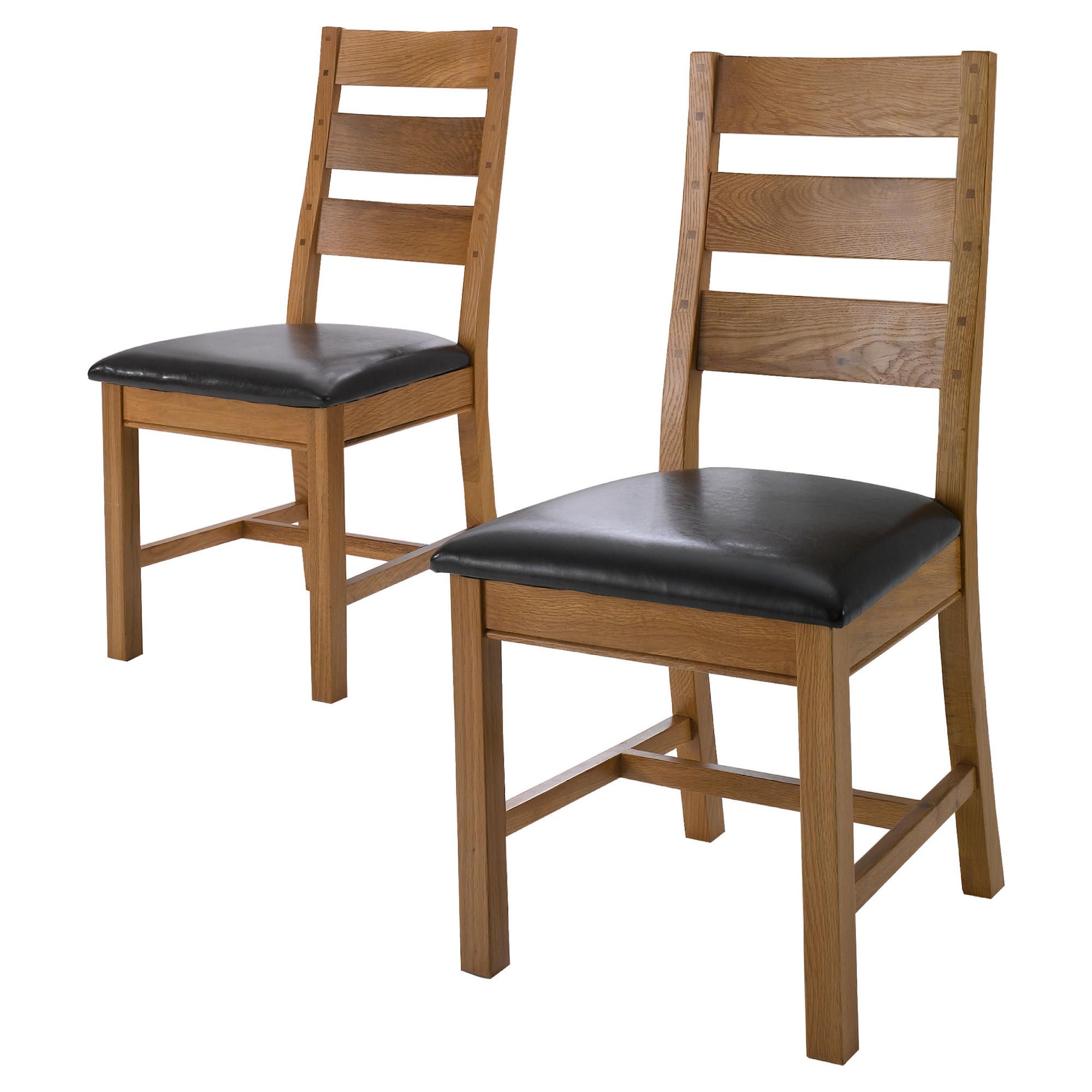 Ascot Pair Of Ladder Back Chairs, Oak