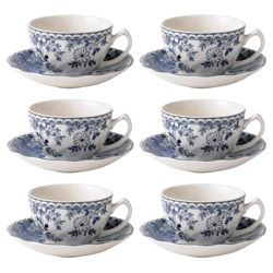 Johnson Bros Set of 6 Devon Cottage Teacups and Saucers