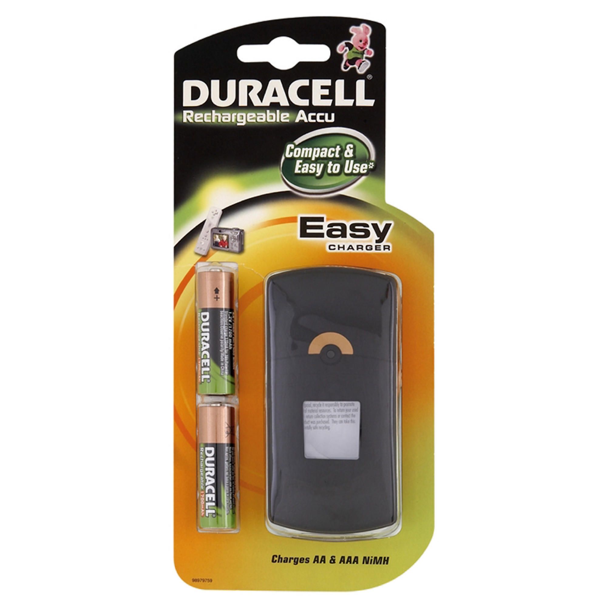 Duracell AA Easy battery charger with 2 Pack batteries