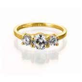 Gold Plated Silver Cubic Zirconia 3-Stone Ring, J