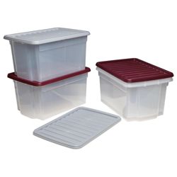 Whatmore 50L clearview box with lid, plum & grey 4 pack
