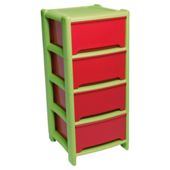 Wham 4 drawer tower, red & green