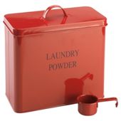 Red enamel laundry powder box with scoop