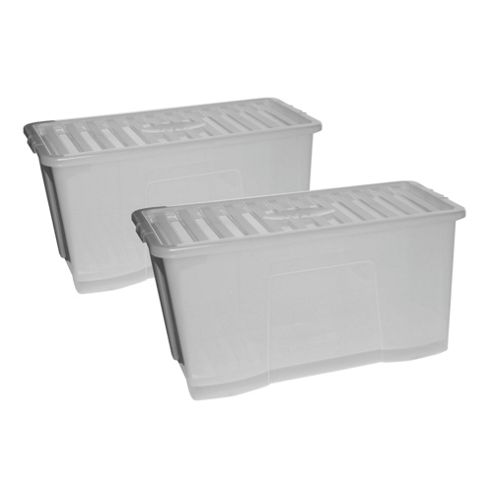 Image of Wham 110 Litre Plastic Storage Box With Lid, 2-pack