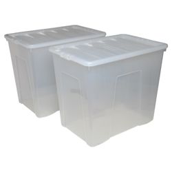 Wham 160L storage box with lid, 2 pack clear