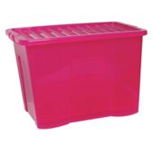 Wham Crystal 80L box with lid, pink