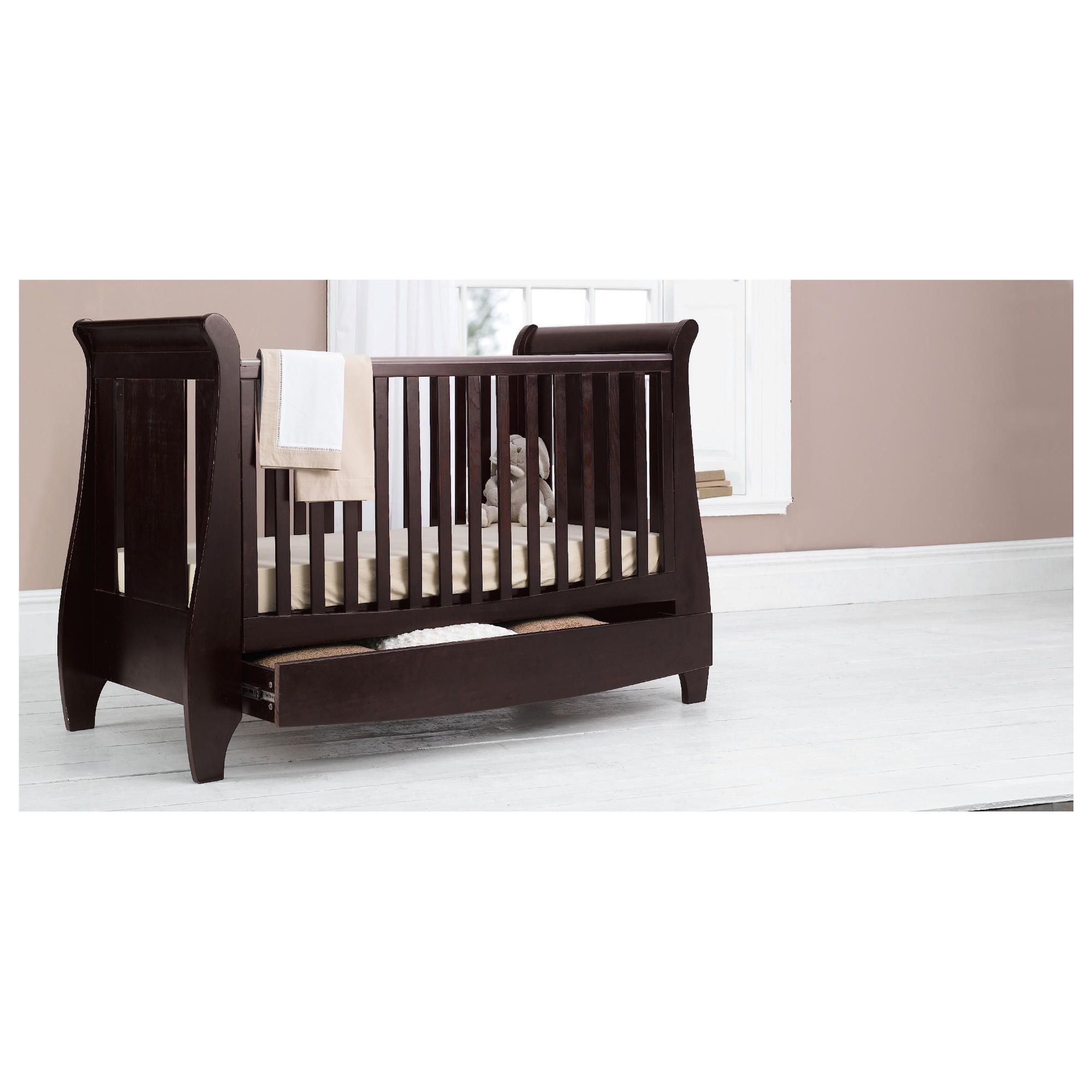 Tutti Bambini Lucas Dropside Sleigh Cot Bed, Espresso at Tesco Direct