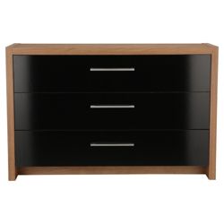 Manhattan 3 Drawer Chest, Walnut-Effect & Black Gloss