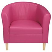 Tub Chair Leather Effect, Pink