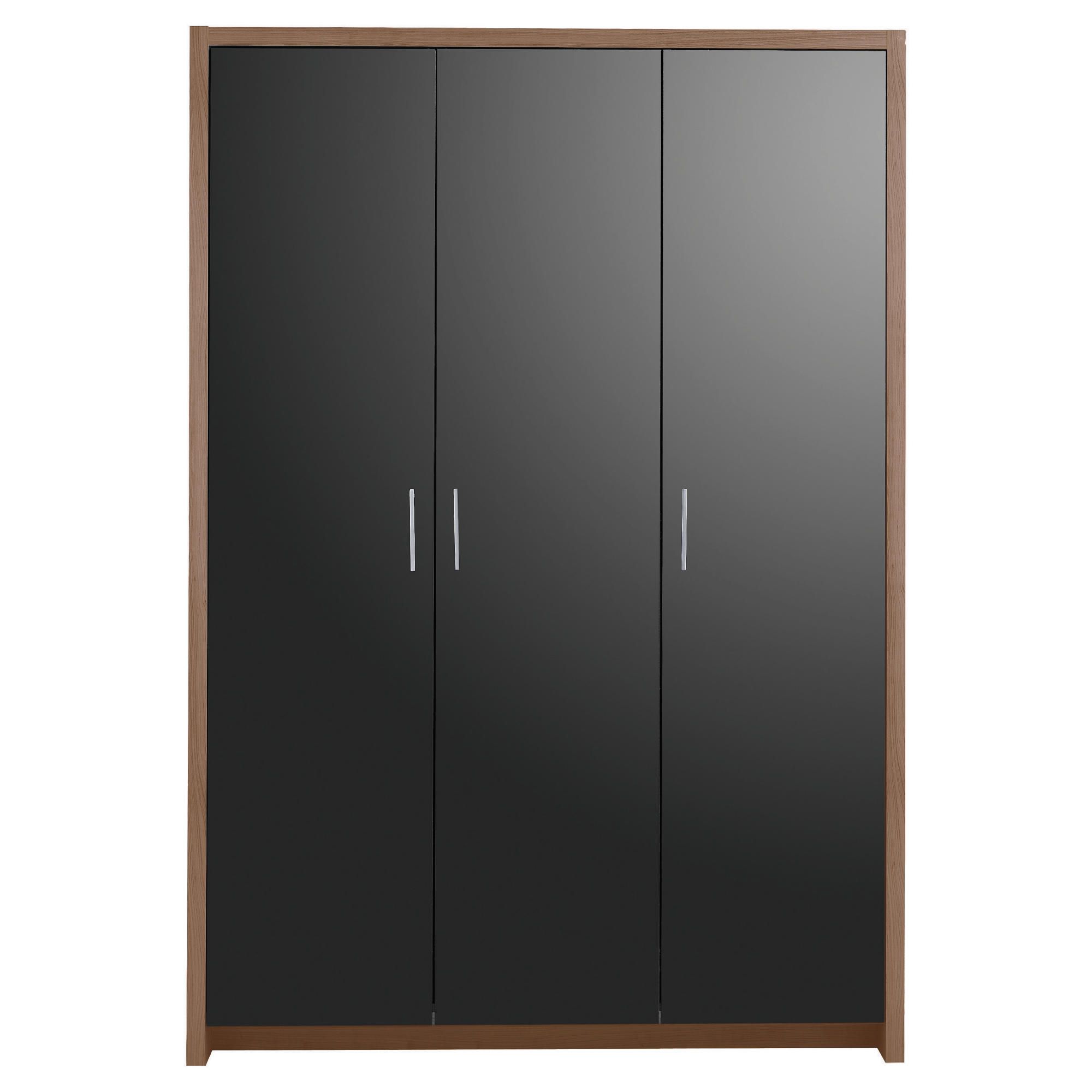 Manhattan Triple Wardrobe, Walnut-Effect & Black Gloss at Tesco Direct