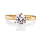 14ct Gold Plated Silver Cubic Zirconia Solitaire Ring, N
