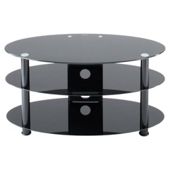 Alphason T-ESO1000/3-BLK Universal 3 Tier Oval Stand with Black Glass - For up to 42" screen TVs