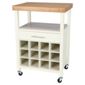 Bamboo Top Kitchen Trolley With Bottle Racking, White