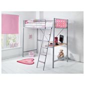 Domino High Sleeper Bed Frame, Silver & Pink Headboard