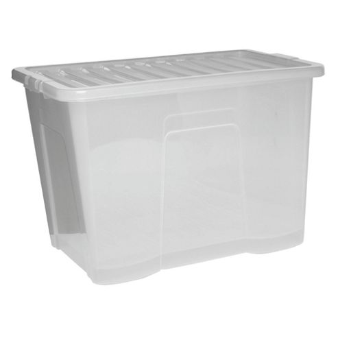 Image of Plastic Storage Box With Lid - 80l - Clear