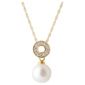 14ct Gold Plated Silver Pearl & Cubic Zirconia Pendant, 46cm