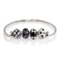 Sterling Silver Black Glass Bead Starter Bracelet