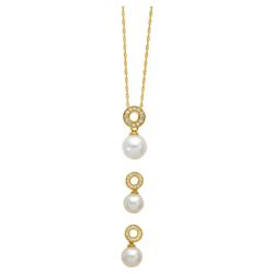 14ct Gold Plated Silver Pearl & Cubic Zirconia Earrings