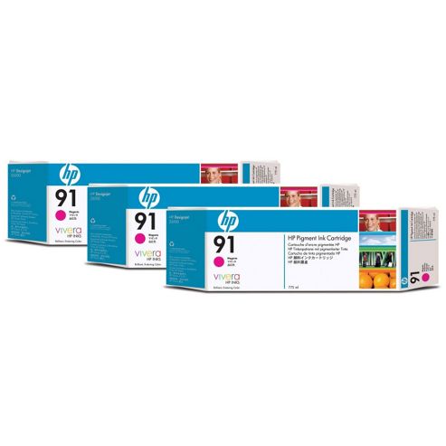 Image of Hp 91 3-pack 775-ml Magenta Ink Cartridges