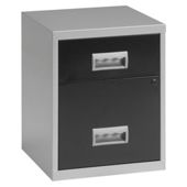 Pierre Henry A4 2 Drawer Combi Filing Cabinet, Silver With Black Drawers