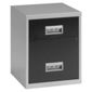 Pierre Henry A4 2 Drawer Combi Filing Cabinet, Silver With Black Drawers
