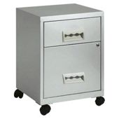 Pierre Henry Combi 2 drawer filing cabinet, silver and black
