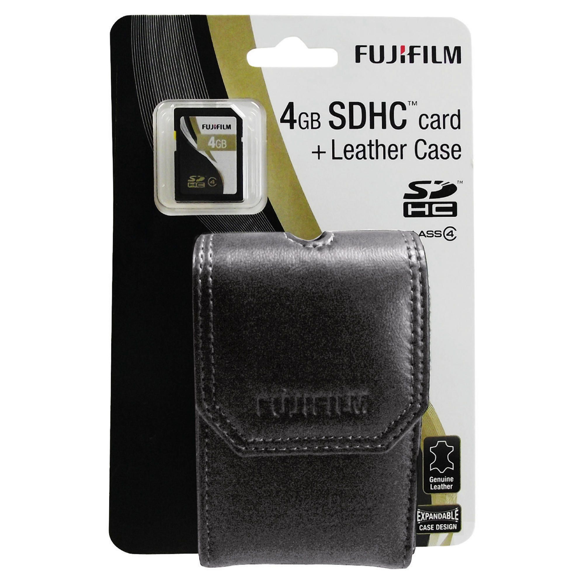 Fujifilm 4GB Memory Card and Black leather Camera case