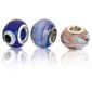 Sterling Silver Peacock Blue Glass Charm 3 Pack