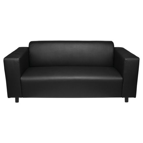 Image of Stanza Leather Effect Medium 3 Seater sofa, Black