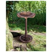 Copper lily leaf bird bath
