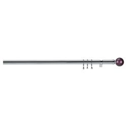 Premium Extendable Metal Curtain Pole With Purple Pearlescent Ball Finial 25-28mm 1.2-2.1M Chrome