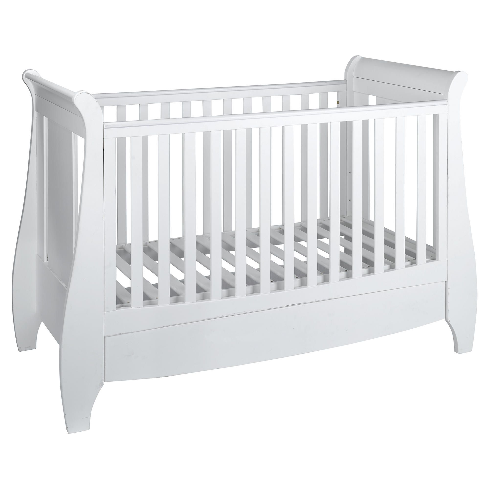 Tutti Bambini Lucas Dropside Sleigh Cot Bed, White at Tesco Direct