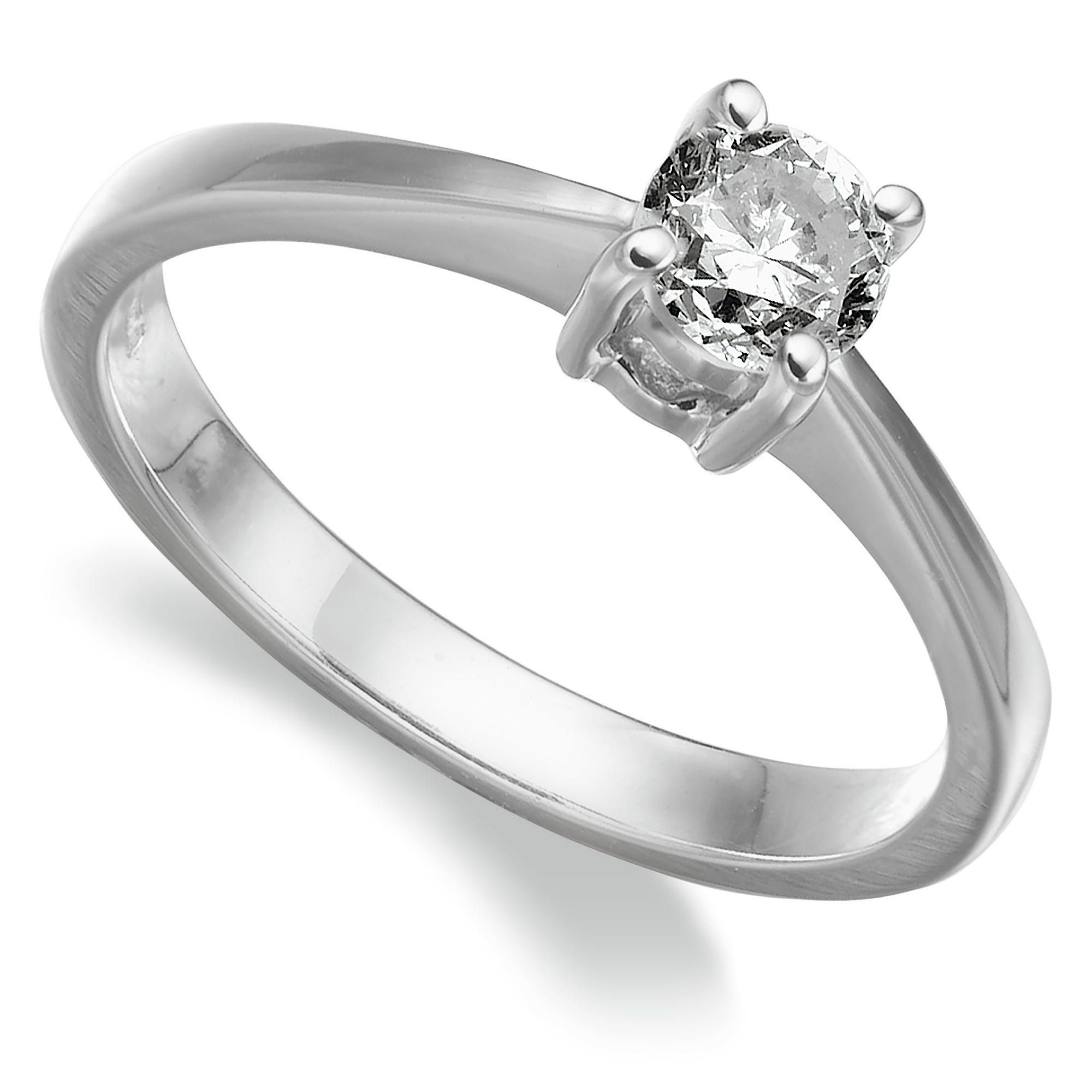18ct white gold 1/2ct diamond solitaire ring, T at Tesco Direct