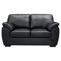 Alberta Small Leather Sofa, Black