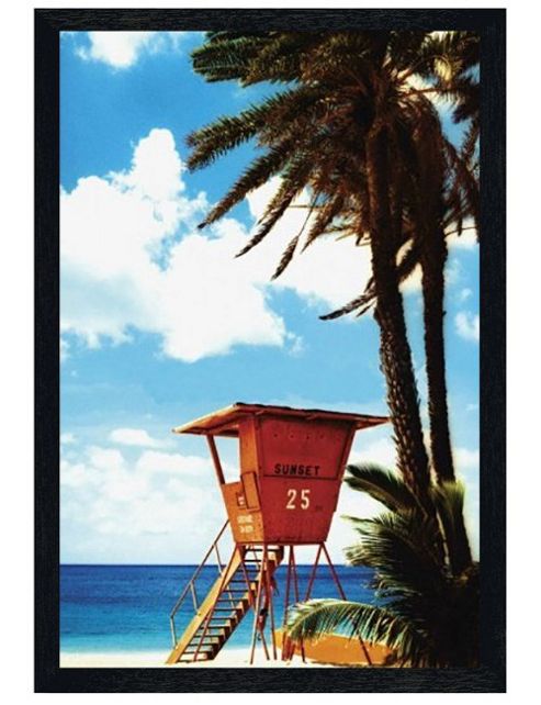 Image of Black Wooden Framed Lifeguard Hut Poster
