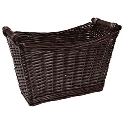 Tesco Wicker Magazine Rack With Wood Handles Chocolate Colour