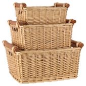 Tesco Wicker Baskets With Wood Handles Honey Colour