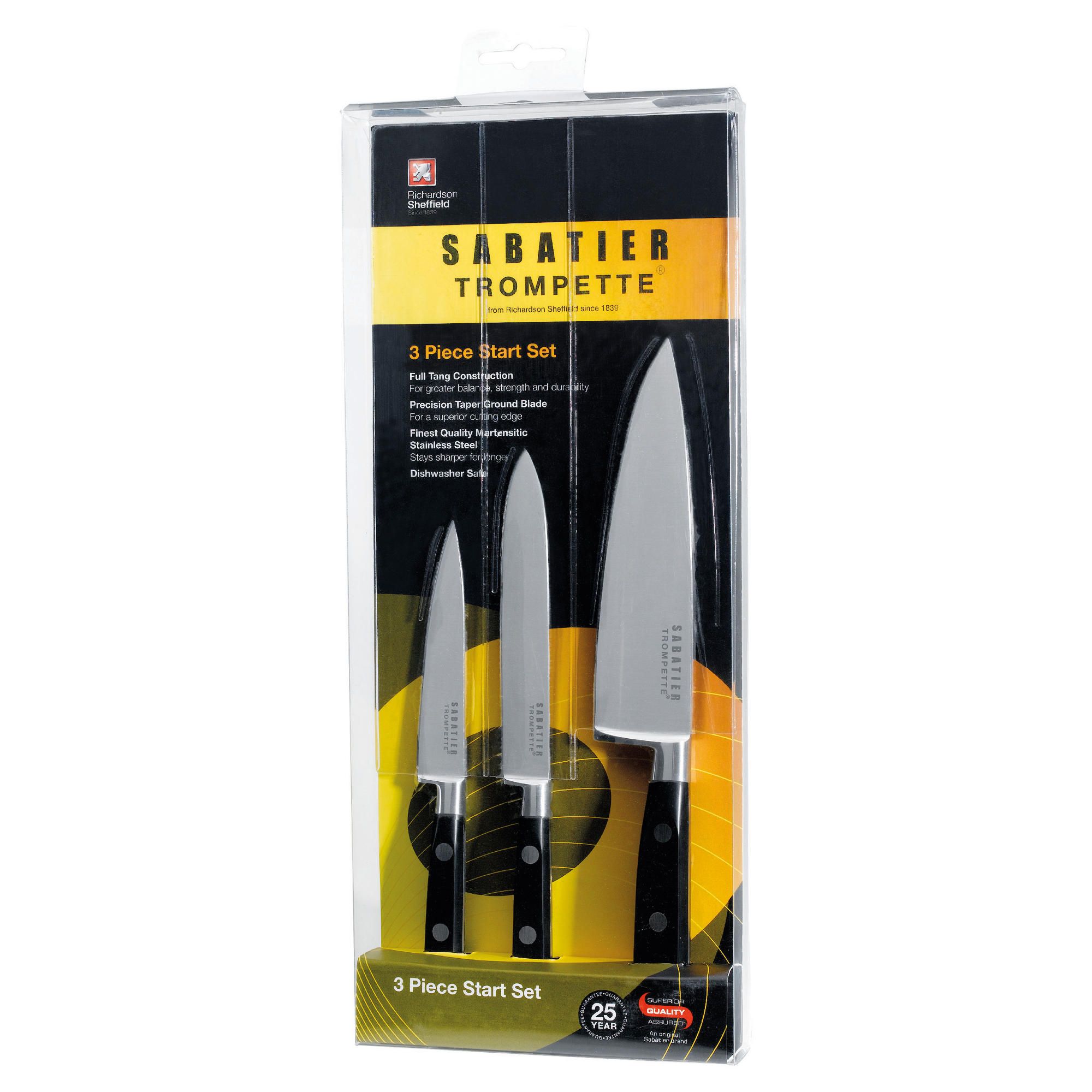 Tesco Direct Sabatier 3 piece Trompette Knife Set Special Savings
