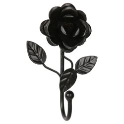 Metal Rose Hooks Medium Size Pack of 2, Black