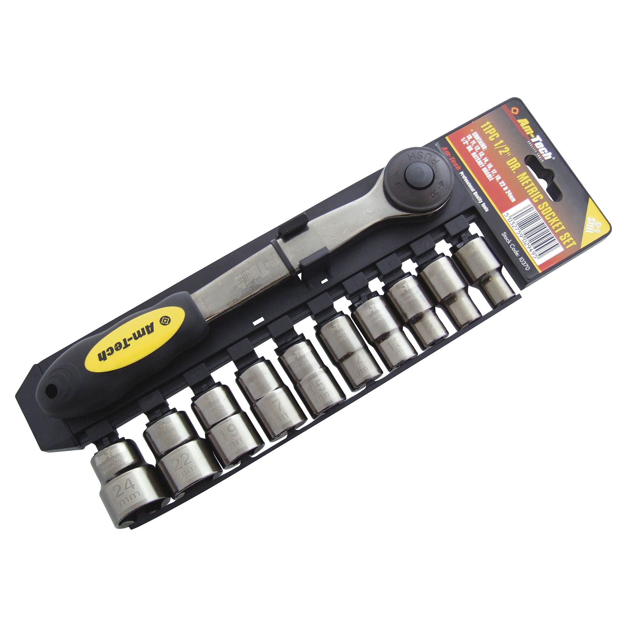 Am-tech 11pc 1/2 Drive Black Nickel Socket Set Am-tech 11pc 1/2 Drive Black Nickel Socket Set
