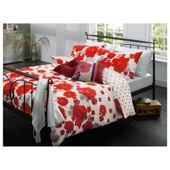 Tesco Painterly Floral Print Duvet Set - Cherry